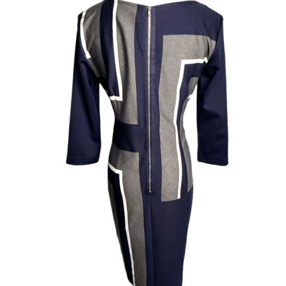 Danny & Nicole 3/4 Sleeve Shift Geometric Colorblock Mod Office Business Petite - Picture 8 of 15